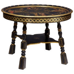 Early 20th Century Chinese Decorated Black Lacquer Low Table