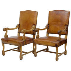 Pair of 19th Century French Carved Walnut Throne Chairs