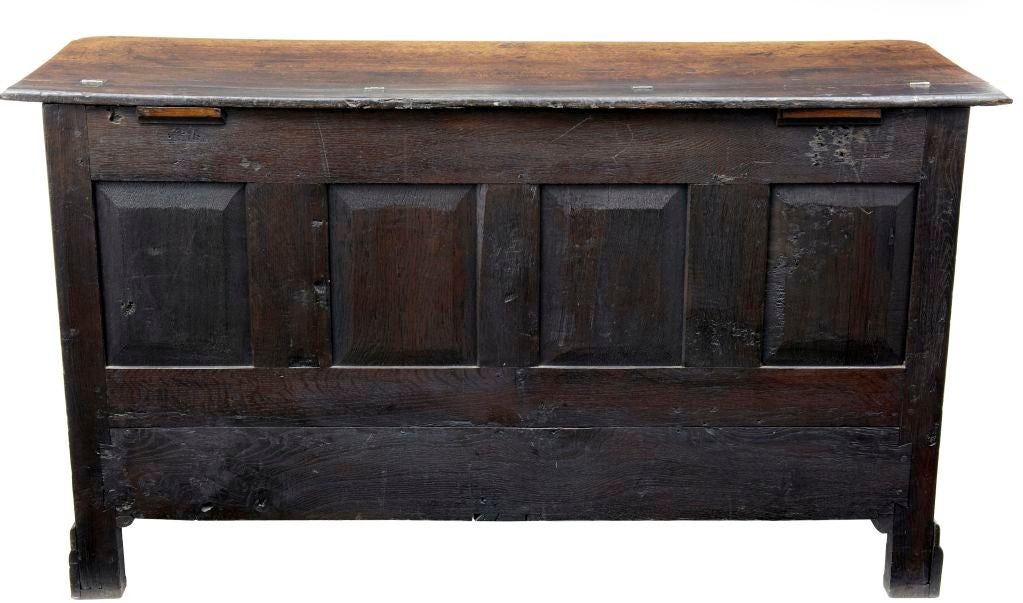 18TH CENTURY ENGLISH OAK MULE CHEST WITH 2 DRAWERS 2