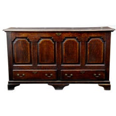 18TH CENTURY ENGLISH OAK MULE CHEST WITH 2 DRAWERS