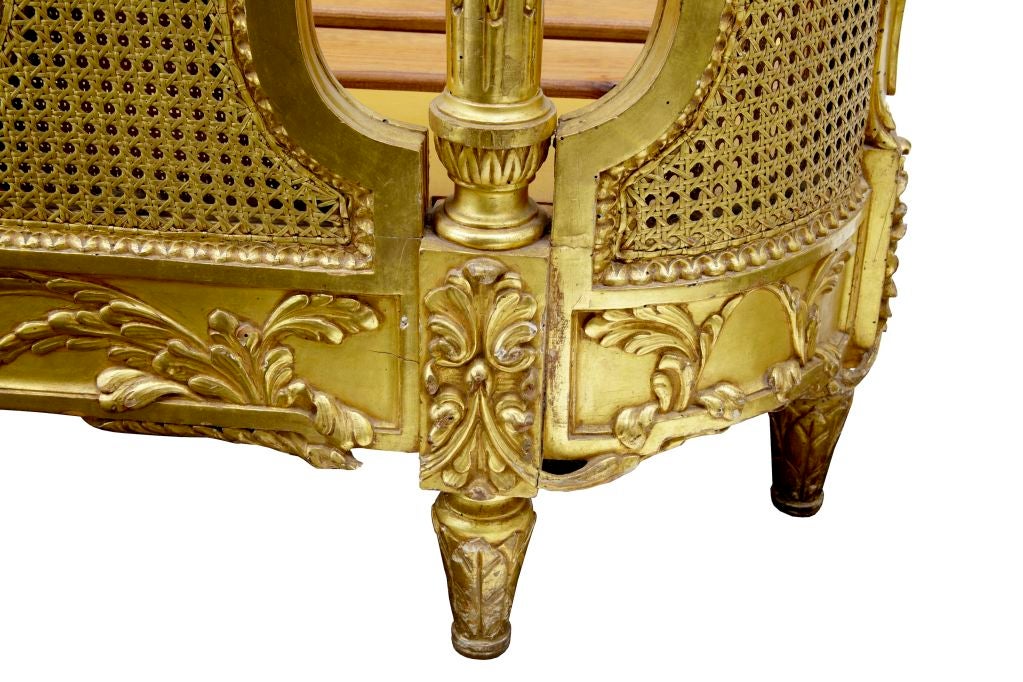 Wood 19TH CENTURY CARVED WOOD AND GILT FRENCH KINGSIZE BED