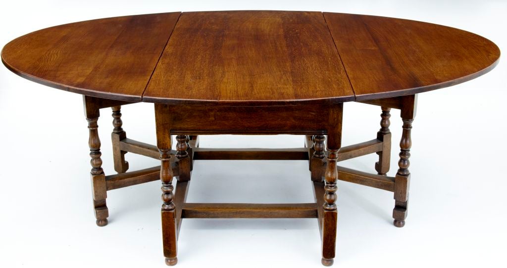 LARGE VICTORIAN ENGLISH OAK GATELEG TABLE SEATS 8