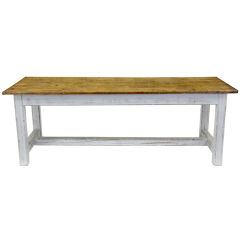 19TH CENTURY FRENCH PAINTED PINE RUSTIC REFECTORY TABLE