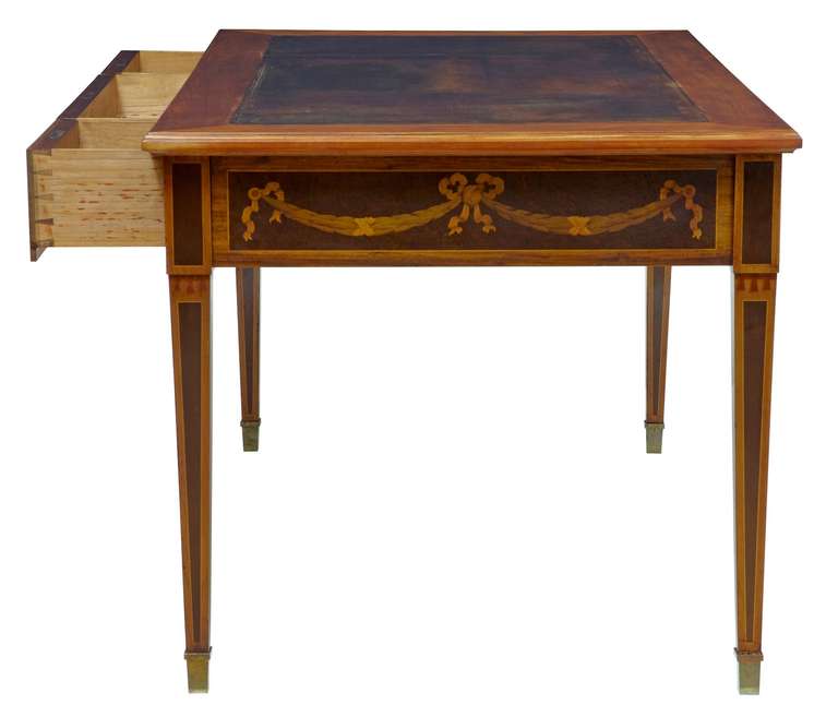 Swedish 19th Century Mahogany and Satinwood Inlaid Desk Writing Table