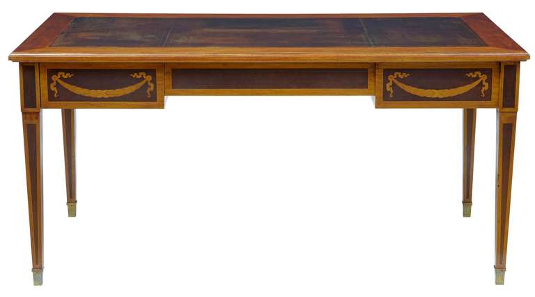 19th Century Mahogany and Satinwood Inlaid Desk Writing Table 1