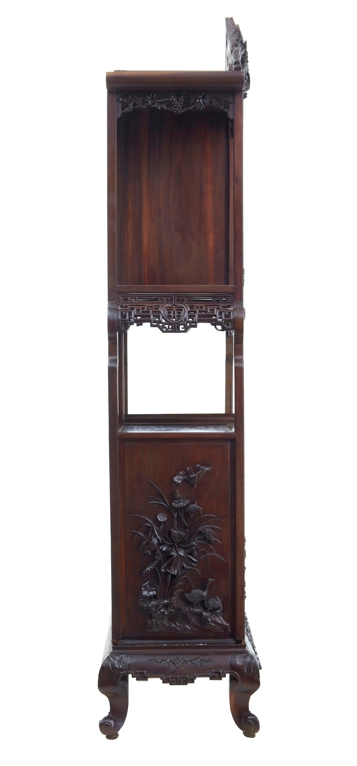 19th Century Carved Oriental Hardwood Chinese Display Cabinet 1