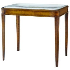 Late 19th Century Birch Table with Ceramic Tray