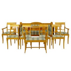 Nine-Piece 19th Century Inlaid Birch Salon Suite