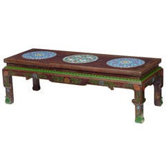 Unusual 20th Century Chinese Lacquered Cloisonné Low Table Unusual 20th Century Chinese Lacquered Cloisonné Low Table