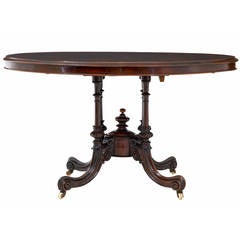 19th Century High Victorian Inlaid Walnut Loo Occasional Table