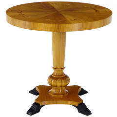 Art Deco Swedish Birch Inlaid Round Occasional Table