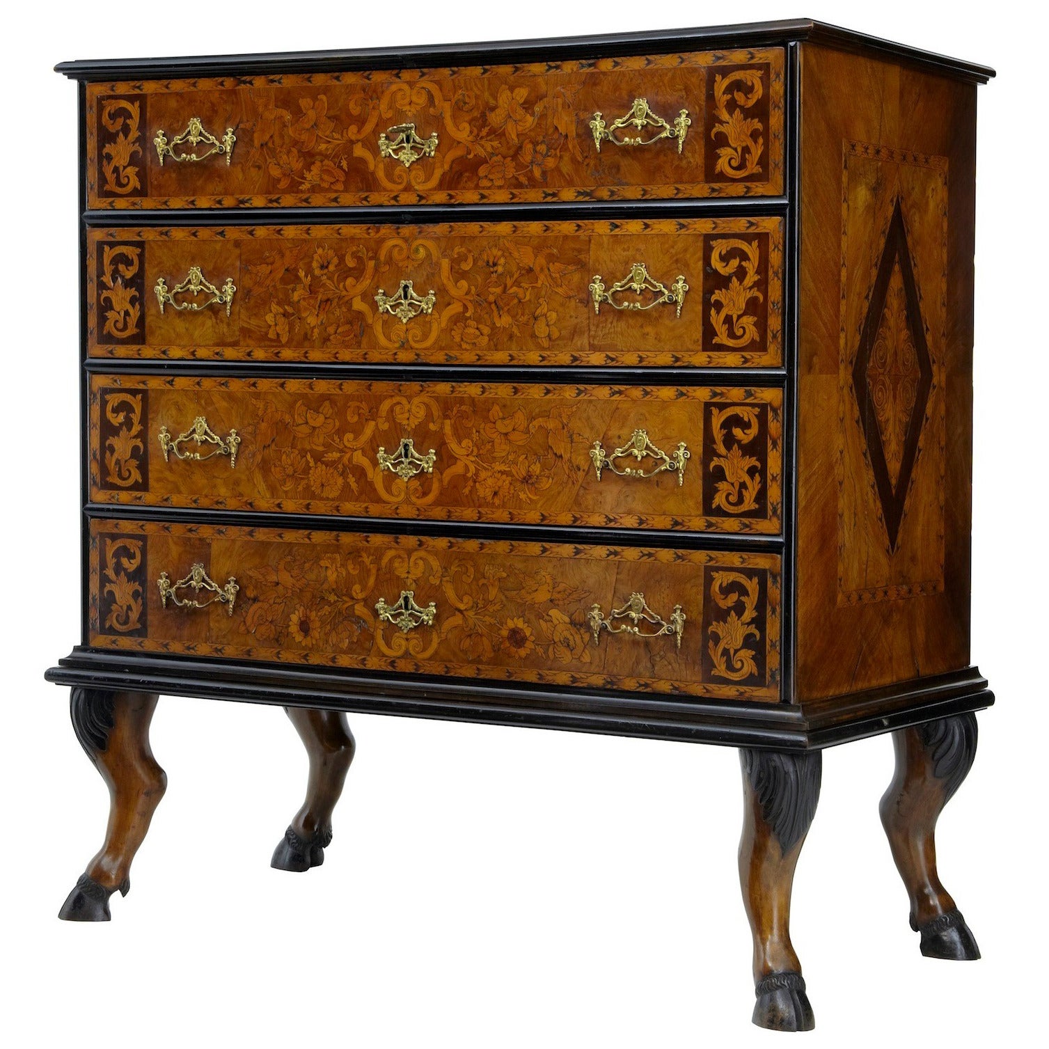 18th Century and Later Continental Marquetry Chest on Stand