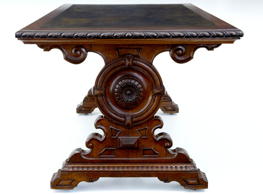 SOLID OAK VICTORIAN LIBRARY TABLE