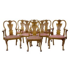 Antique QUEEN ANNE STYLE CIRCA 1900 SET OF 8 WALNUT CHAIRS 6+2