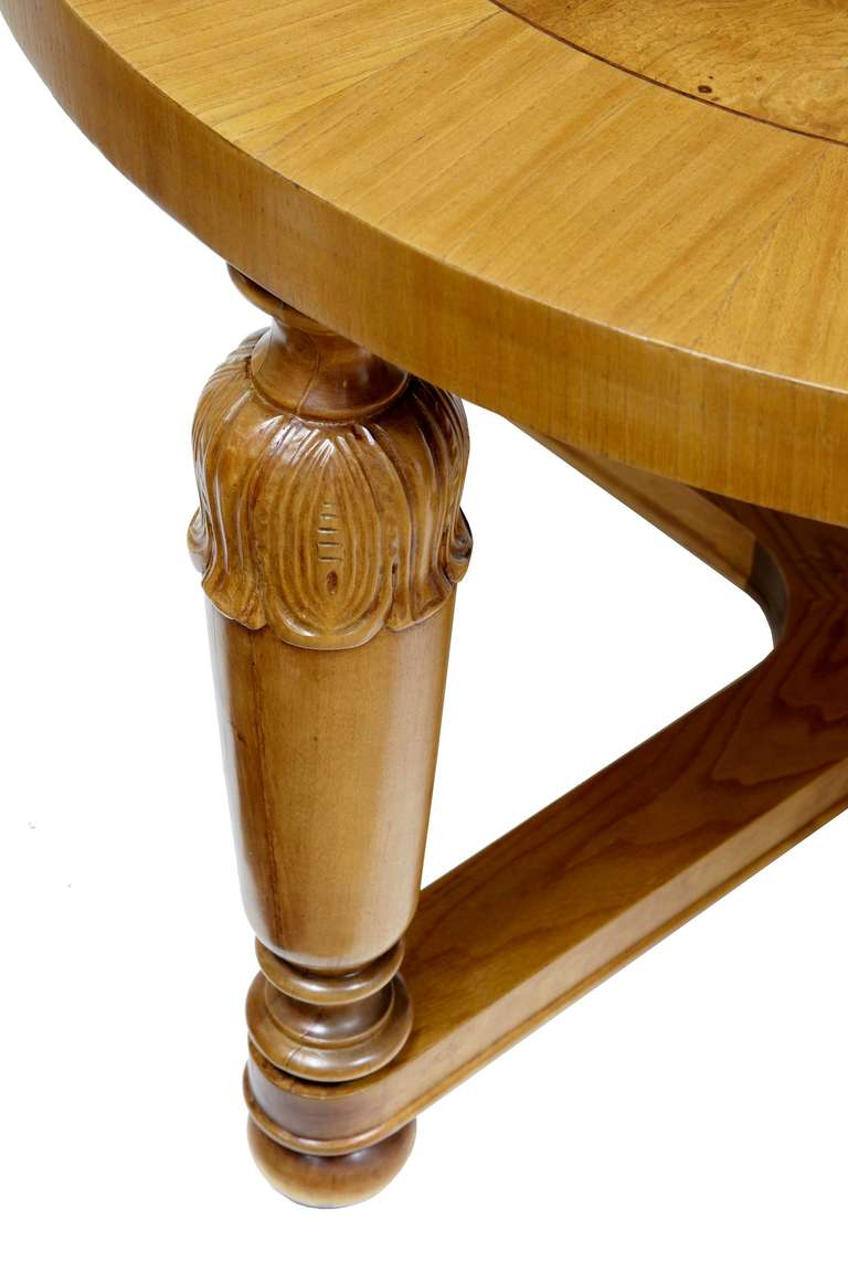 Art Deco Swedish, Carved Birch and Elm Coffee Table In Good Condition In Debenham, Suffolk