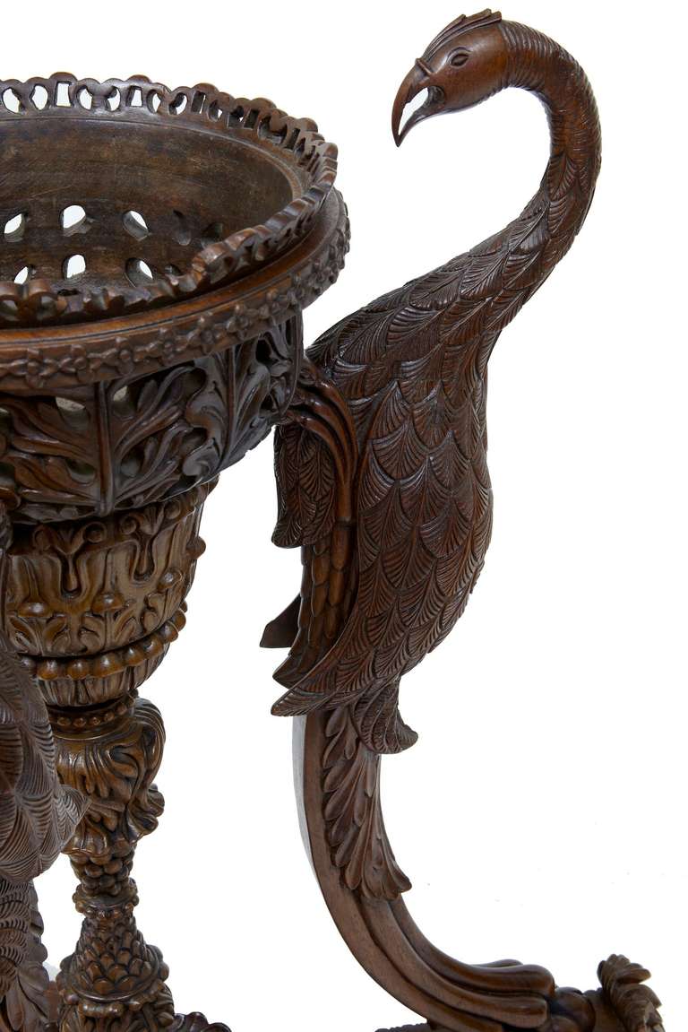 19th Century Profusely Carved Anglo Indian Rosewood Jardiniere In Good Condition In Debenham, Suffolk