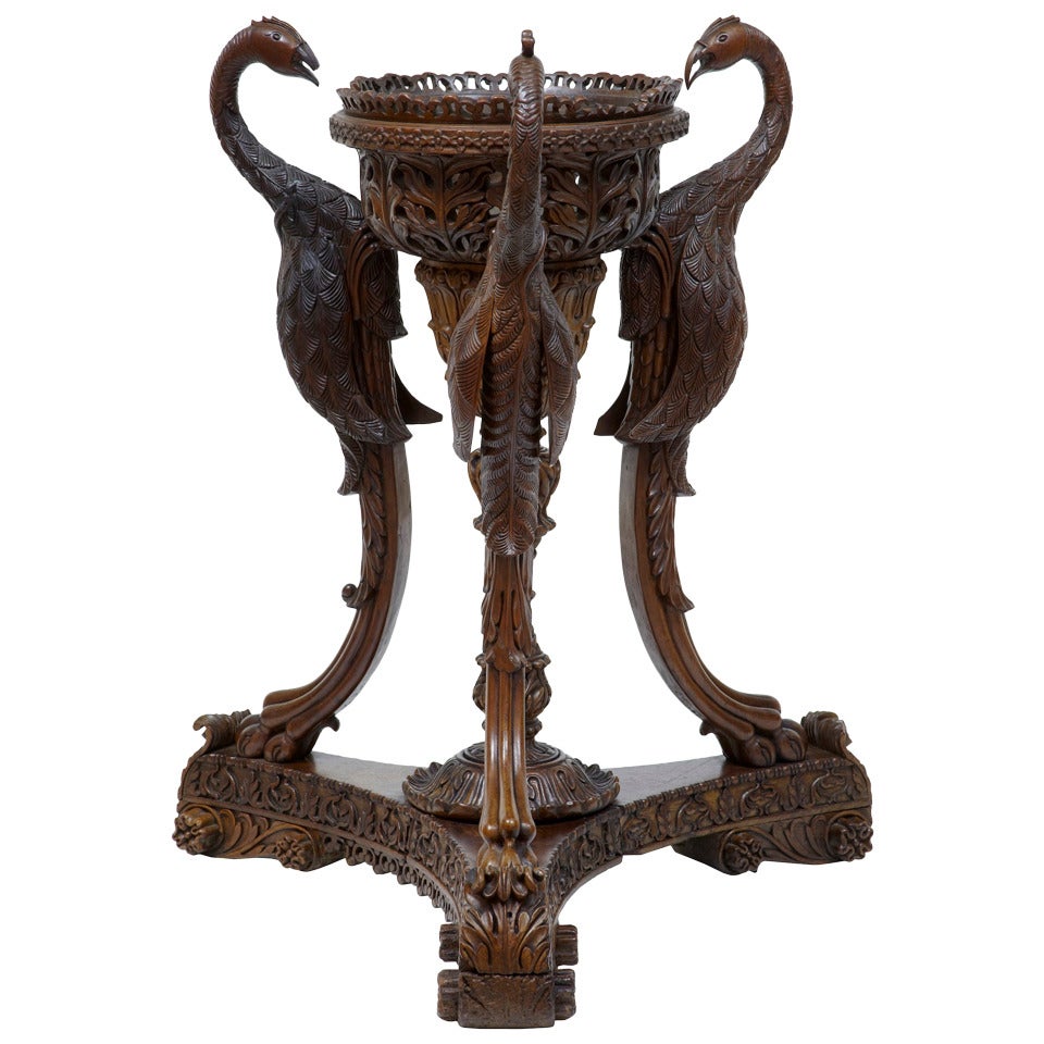 19th Century Profusely Carved Anglo Indian Rosewood Jardiniere
