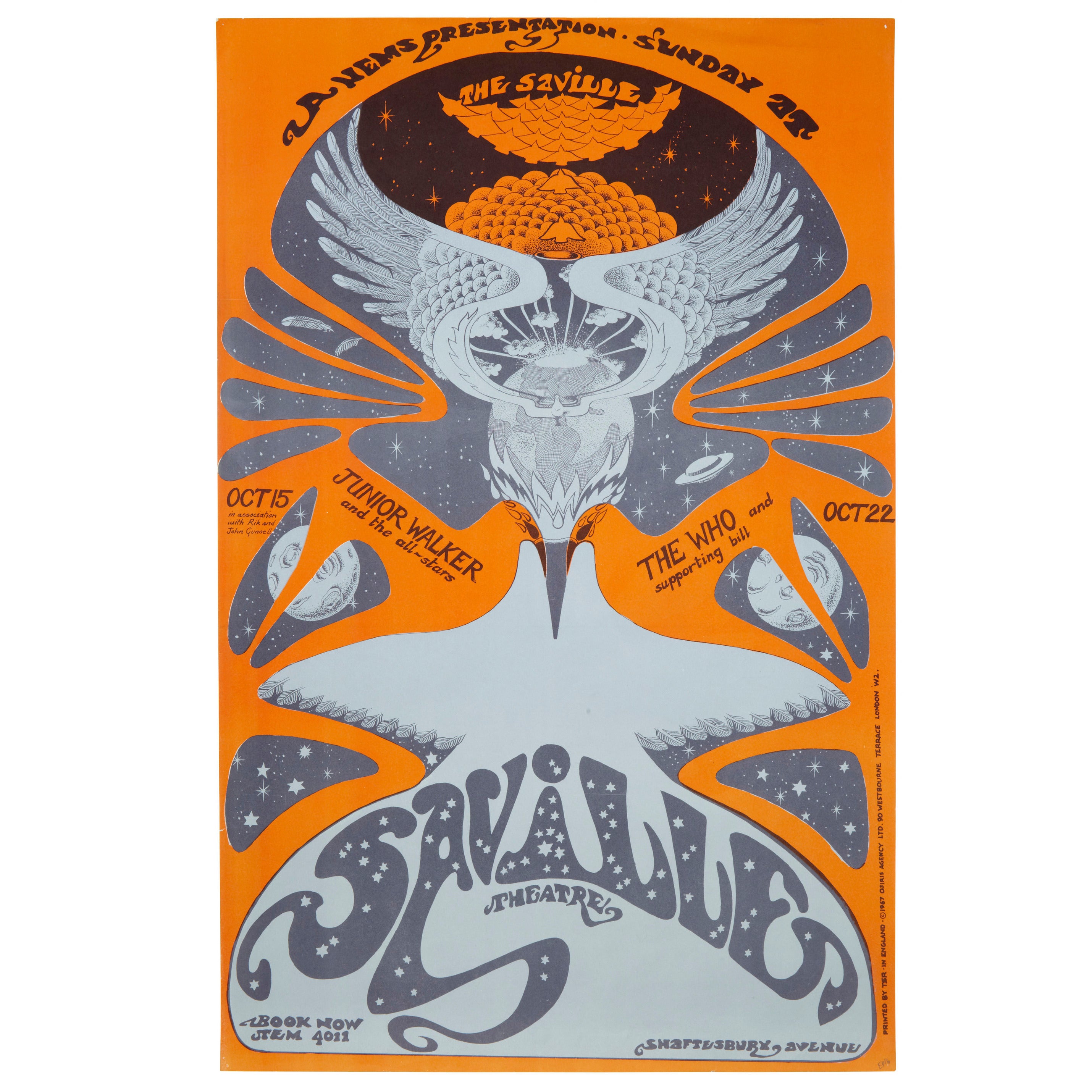 Rare Original Psychedelic Who Concert Poster at The Saville 1967