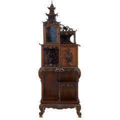 Late 19th Century Carved Hardwood Chinese Pagoda Cabinet