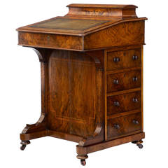 19th Century Victorian Inlaid Walnut Davenport Desk