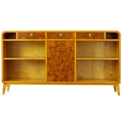 1960s Elmroot and Birch Art Deco Inspired Low Bookcase