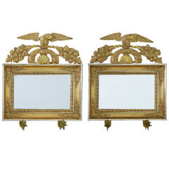 Antique Pair of 19th Century Carved Wood and Gilt Wall Mirrors