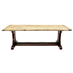 Antique Farmhouse Pie Refectory Table with a Painted Base