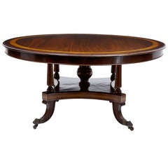19th Century Antique Mahogany Crossbanded Dining Table