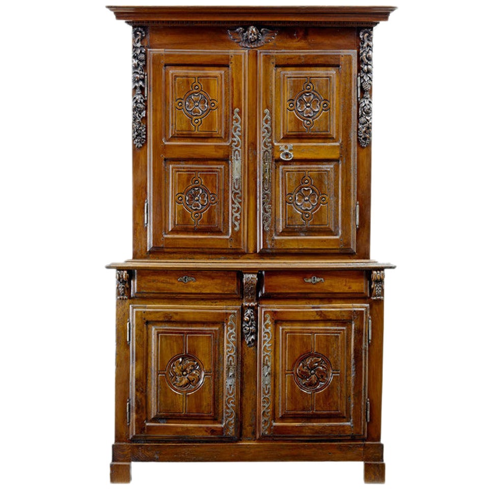 18th Century Antique French Walnut Buffet Du Corps, Kitchen Cupboard, Armoire