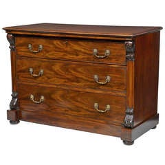 19th Century French Mahogany Chest Of Drawers Commode