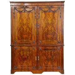 Antique 19th Century Dutch Mahogany Press Cupboard