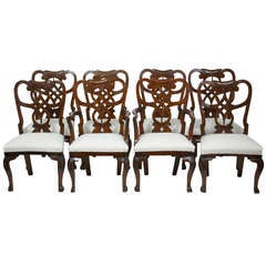 Antique Set Of 6 +2 18th Century Mahogany Dining Chairs