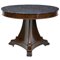 19th Century Empire Mahogany Marble Top Center Table