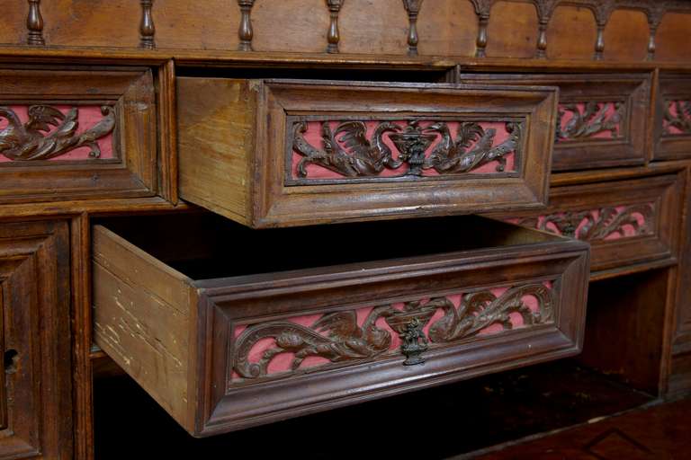 17th Century Spanish Carved Walnut Vaqueno On Stand Writing Desk 5