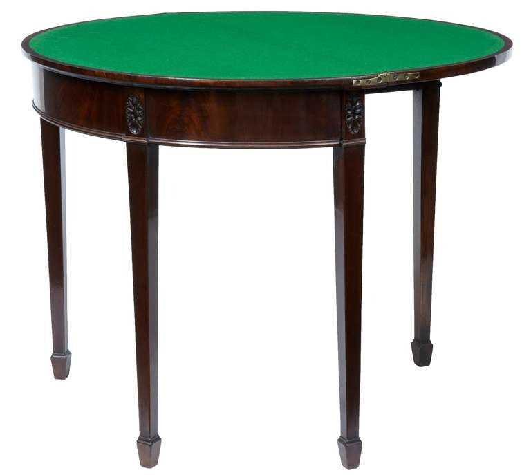 18th Century Mahogany Demi Lune Card Table