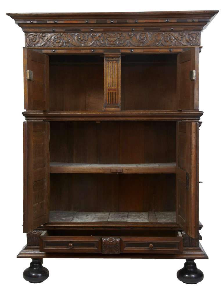 17th Century Flemish Carved Oak Cupboard at 1stdibs