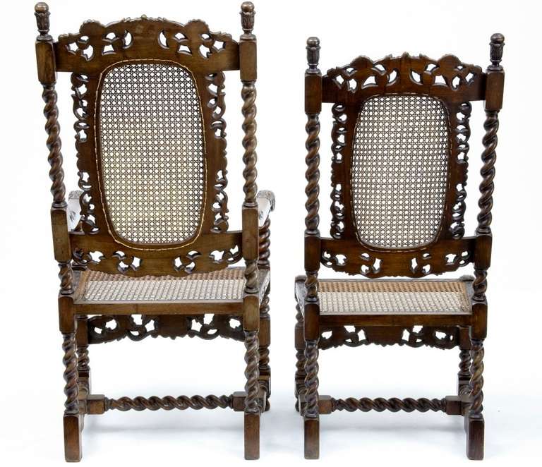 English Set Of 10 19th Century Walnut Carolean Style Dining Chairs