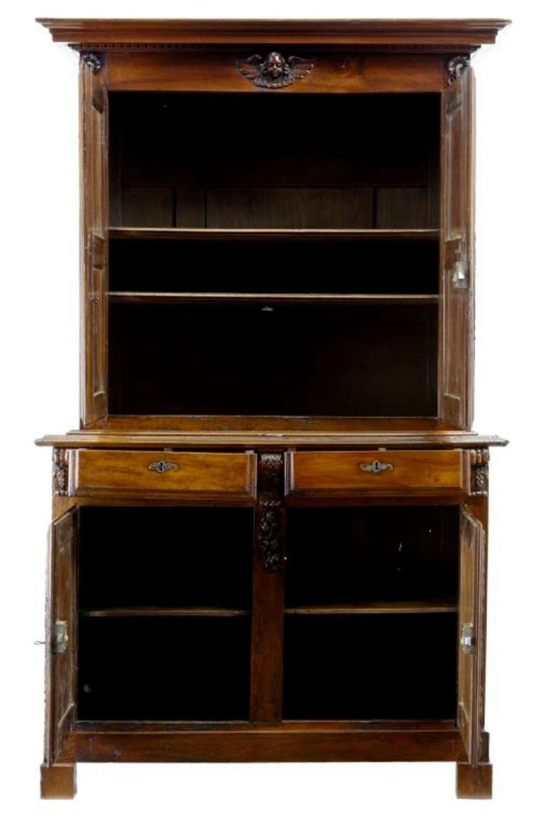 18th century antique French walnut buffet du corps, kitchen cupboard, armoire

Measurements 
height 7 ft. 3.5 in. (222 cm) 
depth 23.75 in. (60 cm) 
width/length 4 ft. 5.3 in. (135 cm).