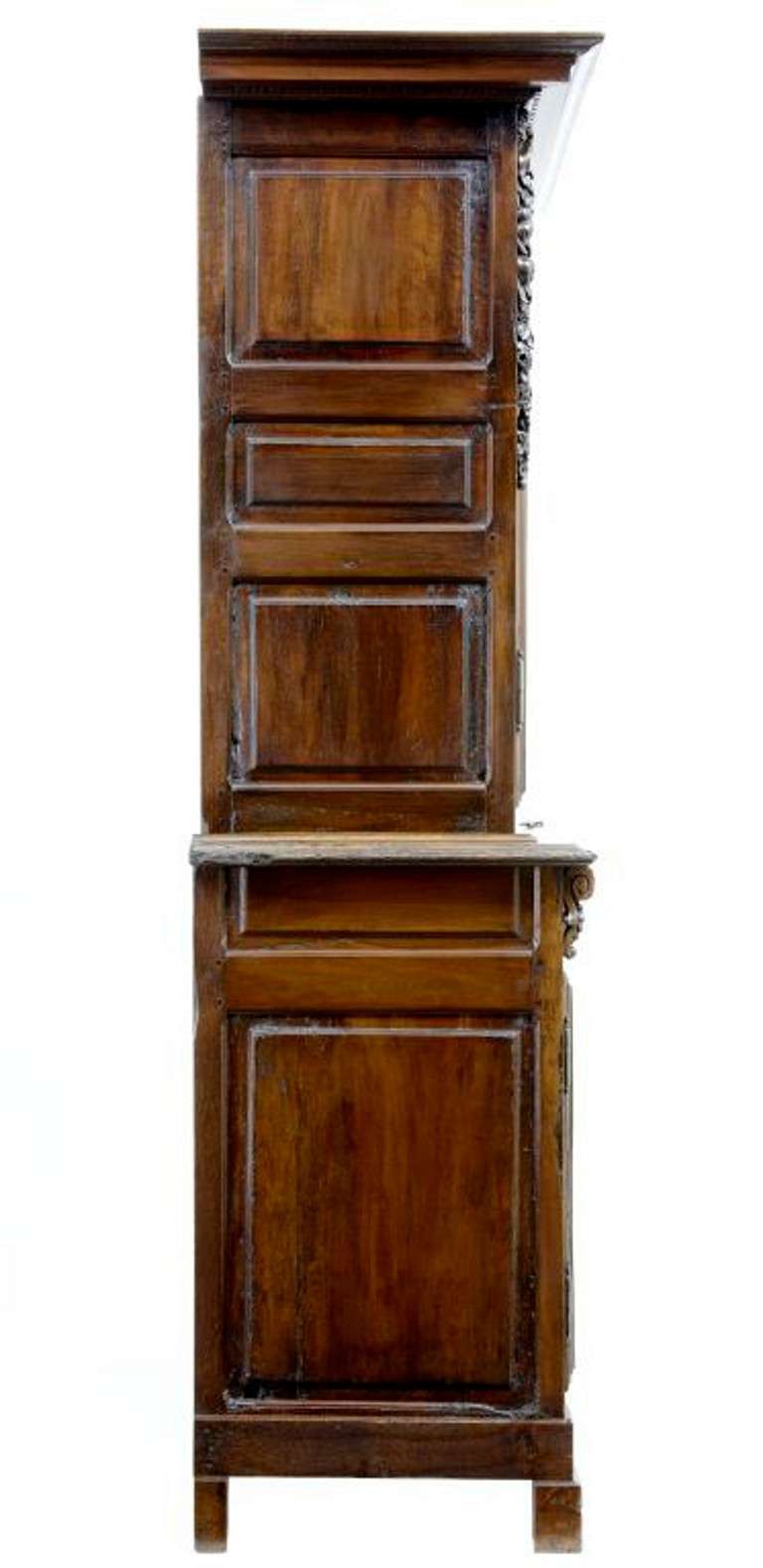 18th Century and Earlier 18th Century Antique French Walnut Buffet Du Corps, Kitchen Cupboard, Armoire