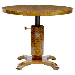 Art Deco Swedish Birch Adjustable Round Table