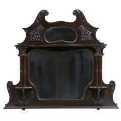 Antique Fine Edwardian Carved Mahogany Overmantle Mirror