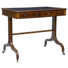 Antique 19th Century Mahogany 2 Drawer Leather Top Writing Table Desk