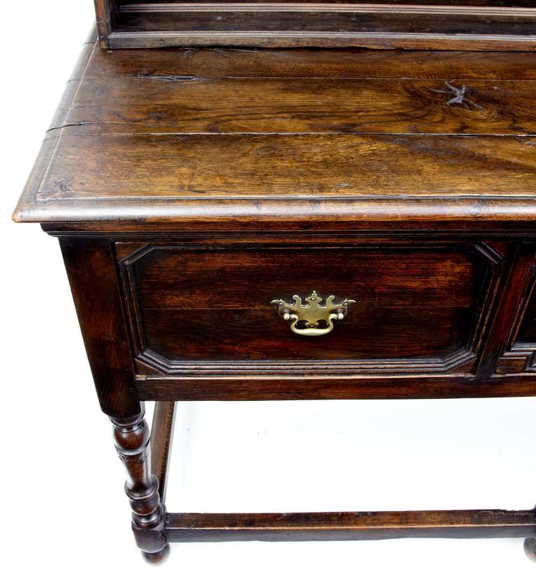 19th Century English Antique Oak Dresser And Rack 1