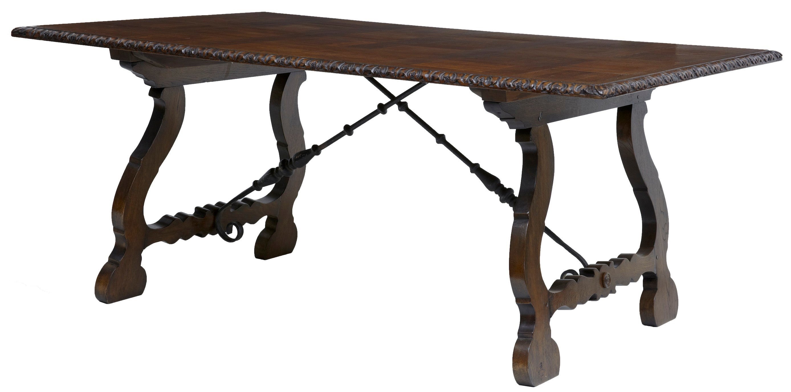 Spanish Influenced Parquetry Top Refectory Table