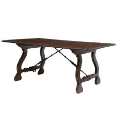 Spanish Influenced Parquetry Top Refectory Table