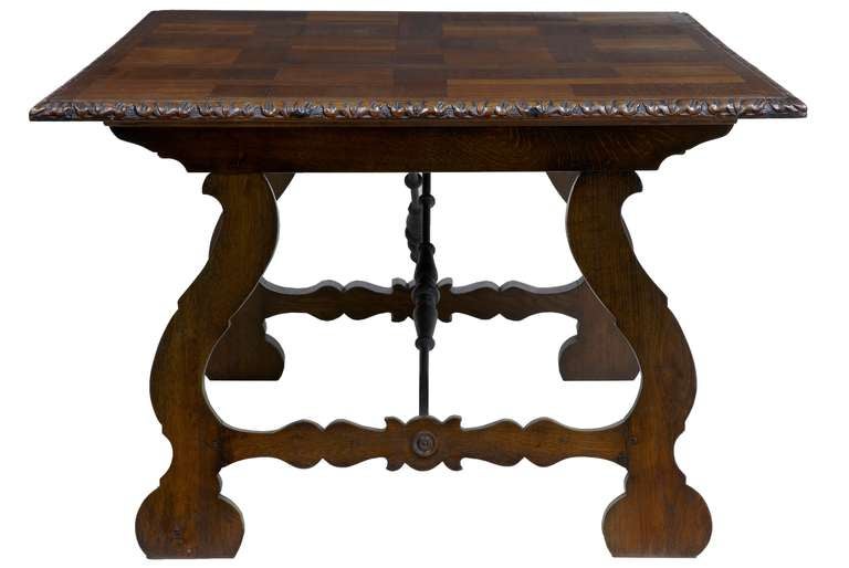 Here we have a stunning 19th century parquetry top table, excellent color, with associated base.