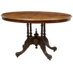 19th Century Victorian Burr Walnut Inlaid Loo Table