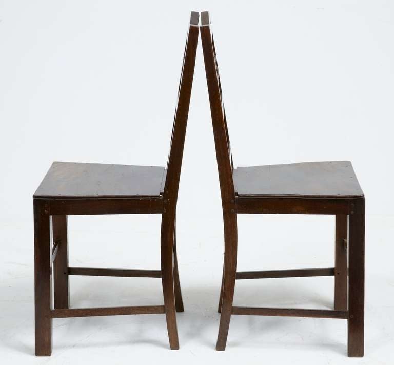 Pair of 19th Century Mahogany English Colonial Hall Chairs