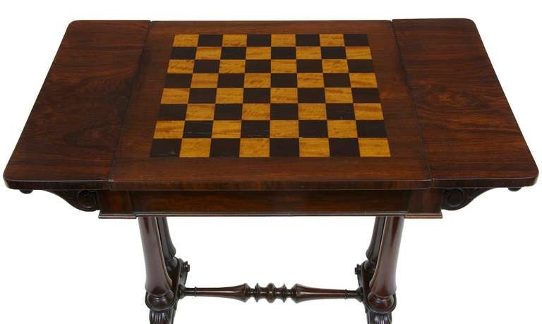 Hand-Carved 19th Century Regency Rosewood Writing Games Table