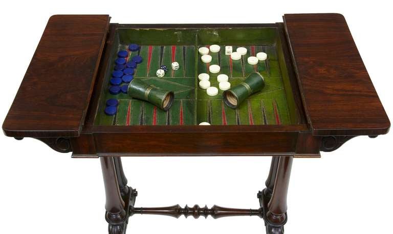 19th Century Regency Rosewood Writing Games Table In Good Condition In Debenham, Suffolk